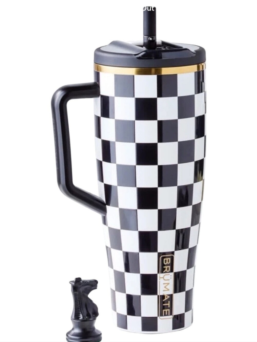 Brumate Era Flip 40oz Royal Check Tumbler Black White Checker Anniversary NEW